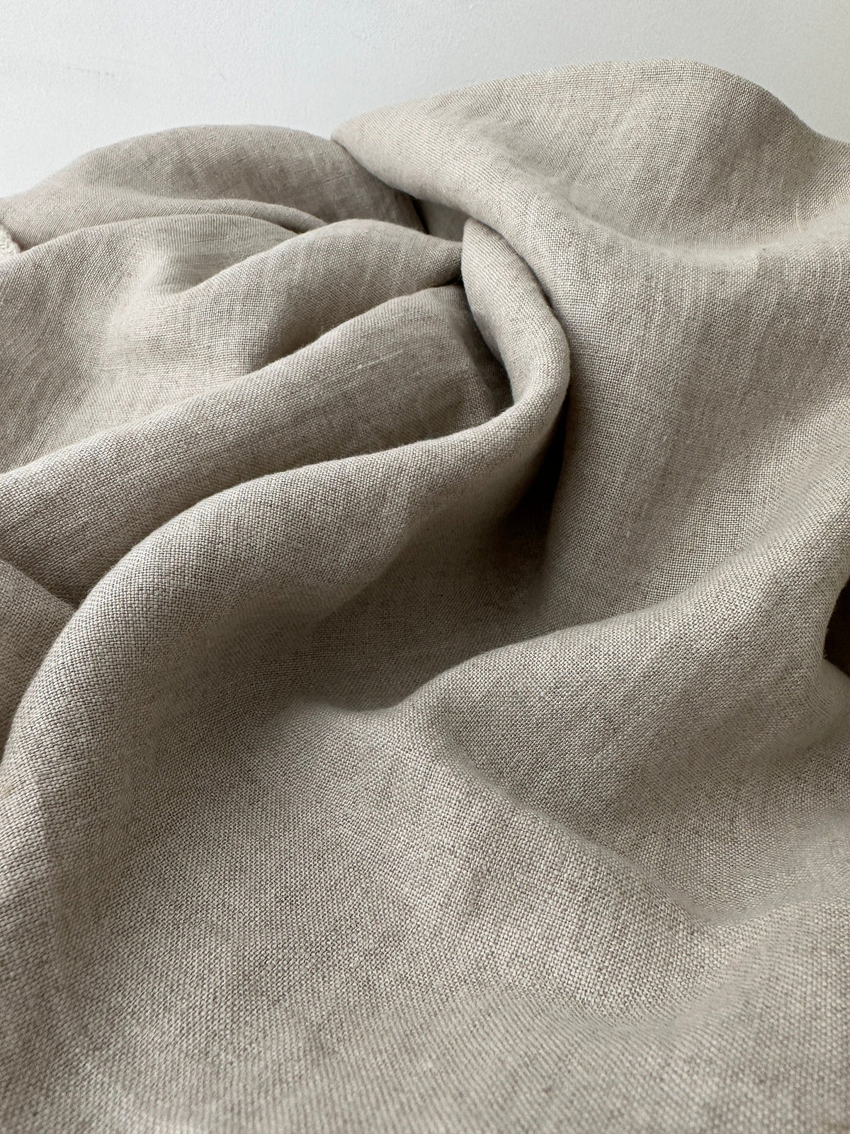 Scrunched linen fabric